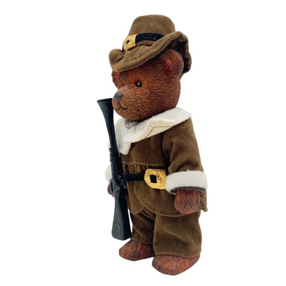 Russ Teddy Town Bear Pilgrim Figurine Thanksgiving Family Dinner Holiday Decor - Picture 9 of 12